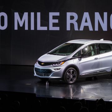 general motors chairman and ceo mary barra introduces the 2017 chevrolet bolt ev at its world debut during the consumer electronics show wednesday, january 6, 2016 in las vegas, nevada the bolt ev offers more than 200 miles of range on a full charge at a price below $30,000 after federal tax credits the bolt ev features advanced connectivity technologies and seamless integration the bolt ev will begin production by the end of 2016 photo by dan macmedan for chevrolet