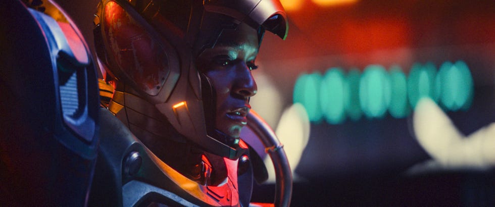 Ironheart/Riri Williams (Dominique Thorne) in de Marvel-televisieserie Ironheart. Foto met dank aan Marvel. © 2025 Marvel. Alle rechten voorbehouden.