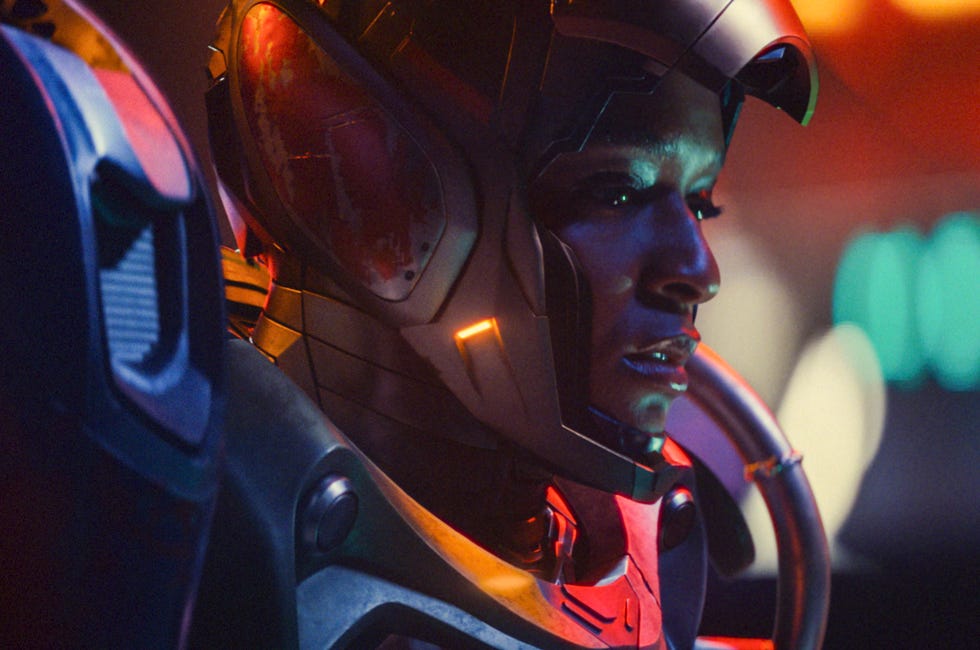 Ironheart/Riri Williams (Dominique Thorne) in de Marvel-televisieserie Ironheart. Foto met dank aan Marvel. © 2025 Marvel. Alle rechten voorbehouden.