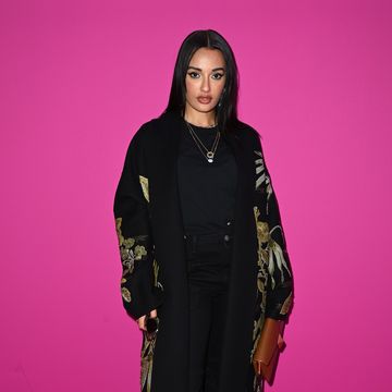 paris, france   march 06 editorial use only   for non editorial use please seek approval from fashion house amina muaddi attends the valentino womenswear fallwinter 20222023 show as part of paris fashion week on march 06, 2022 in paris, france photo by pascal le segretaingetty images