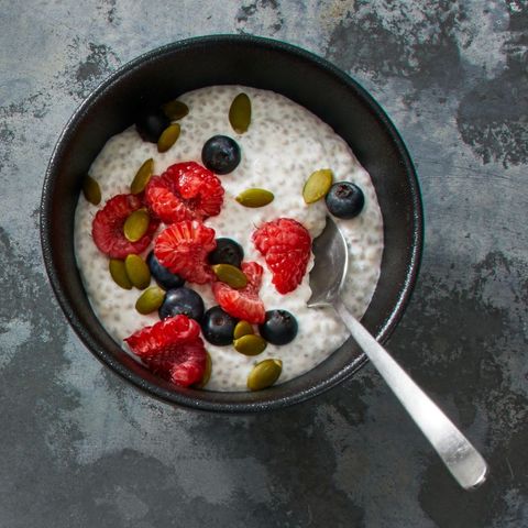 coconut chia pudding with berries