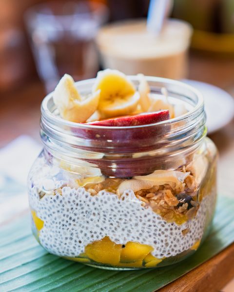 chia pudding with fruits and granola