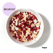 chia pudding with pomegranate and toasted coconut
