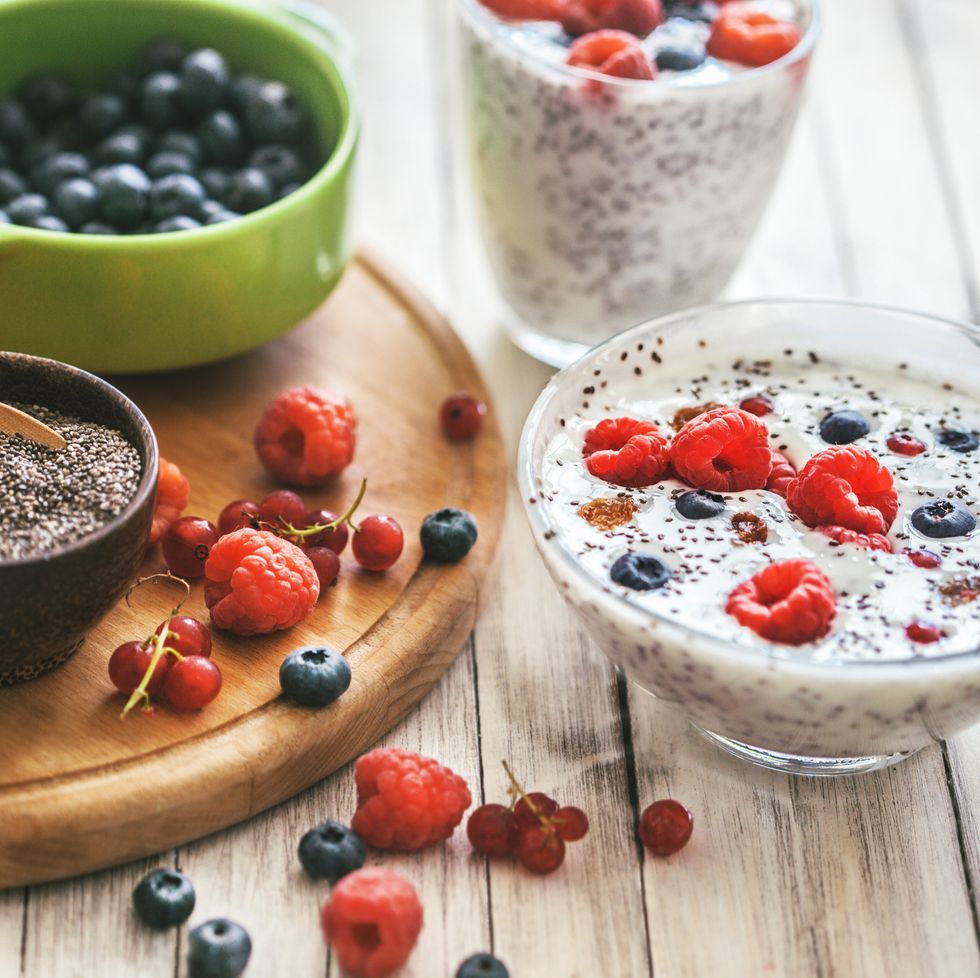 chia seed pudding with fresh friut