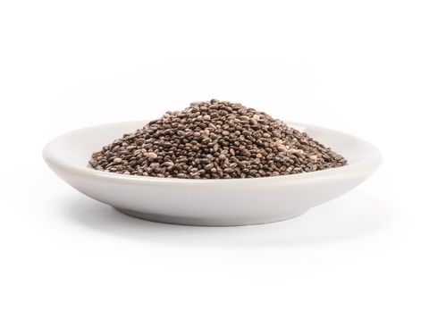 chia seeds over white background