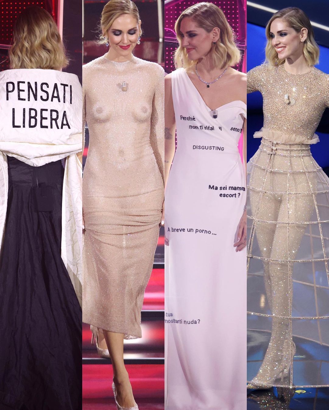 Chiara Ferragni y su vestido 'contra el odio' para Sanremo