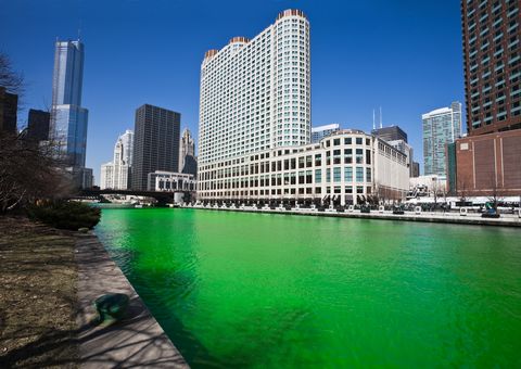 Chicago River on Saint Patricks Day