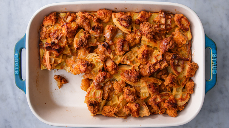 preview for You And Your Family Deserve This Chicken ‘N Waffles Casserole