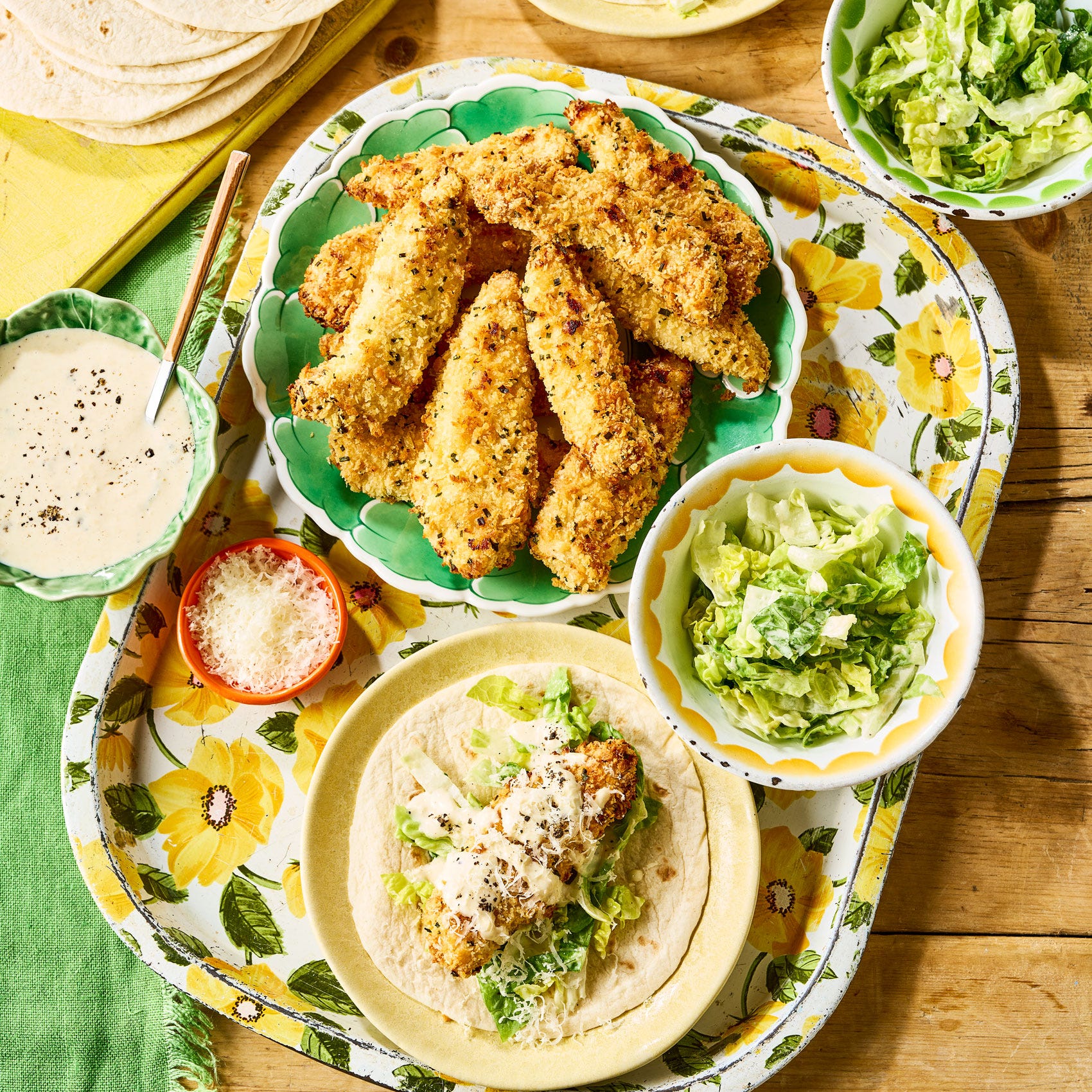 chicken caesar tacos