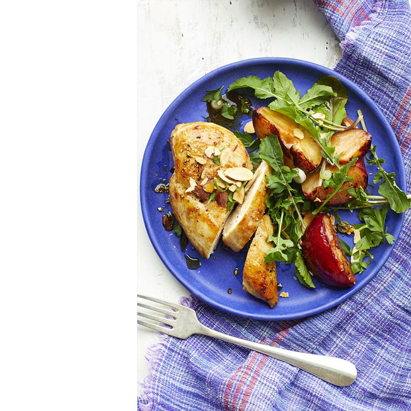 chicken dinners recipes chicken with roasted plums and almond gremolata