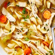 chicken noodle soup with carrots and egg noodles