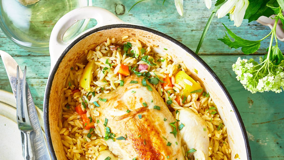 preview for One-pot roast chicken with orzo and pancetta