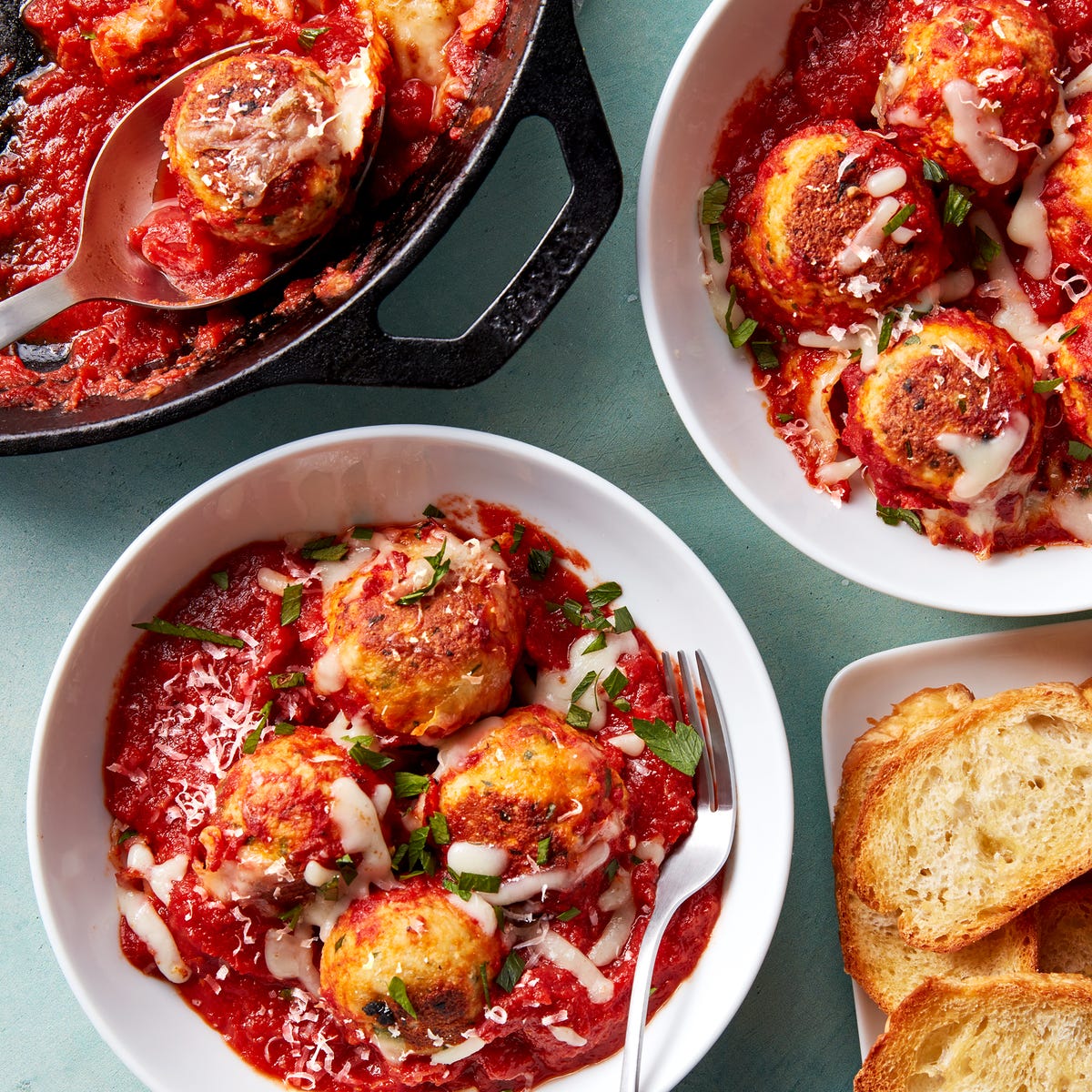 chicken parm meatball skillet