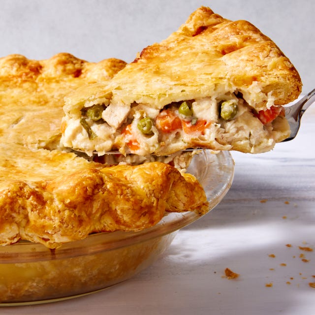 chicken pot pie with a flaky crust