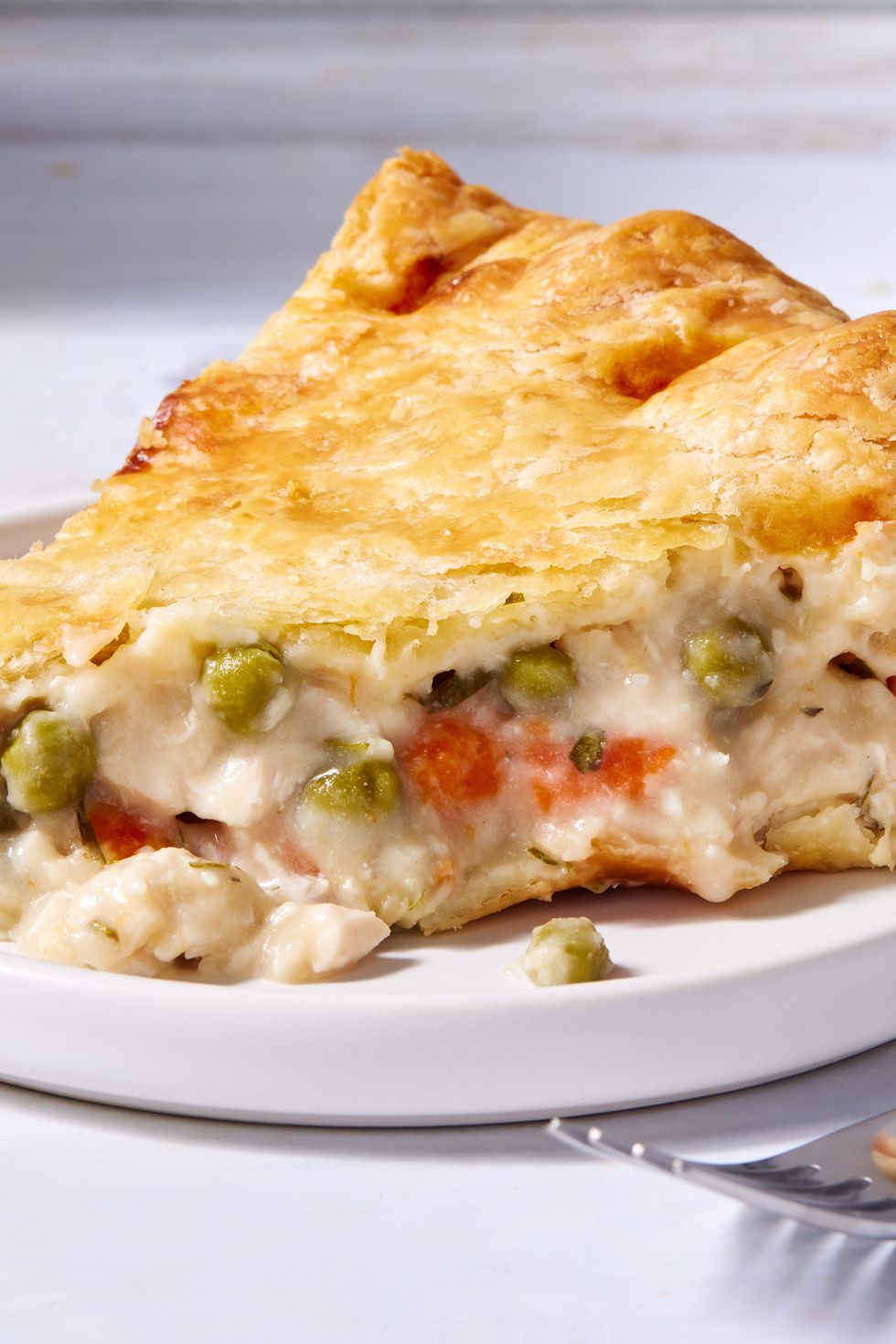 chicken pot pie with a flaky crust
