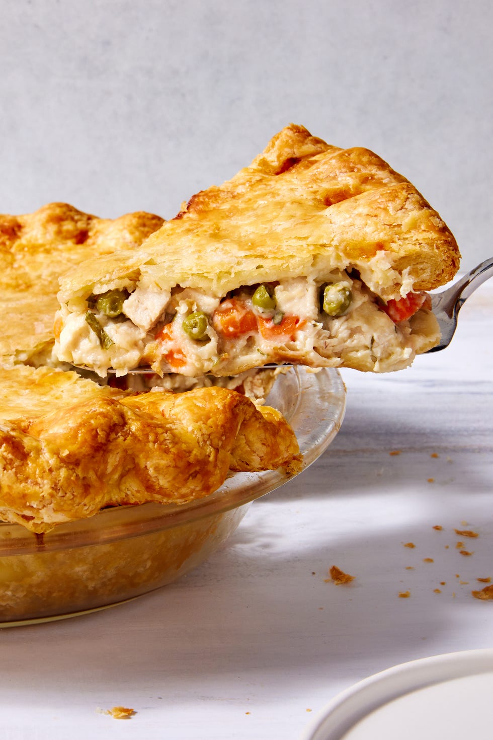 chicken pot pie with a flaky crust