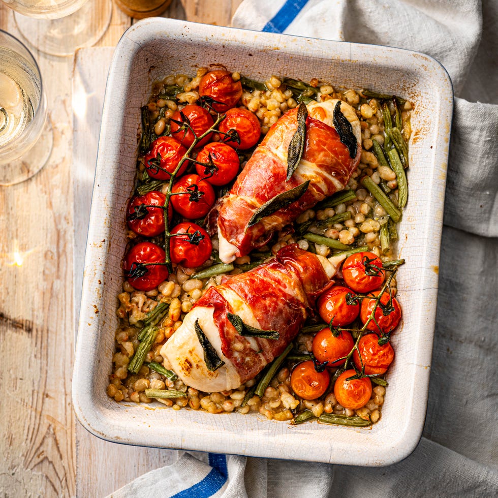chicken saltimbocca traybake