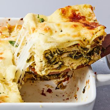 cheesy lasagna layered with chicken spinach and artichoke