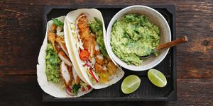 Chicken taco with guacamole and mixed vegetables
