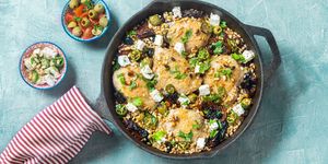 chicken with farro and feta cheese