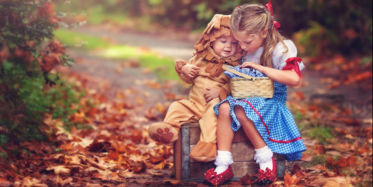 children dressed up in halloween costumes