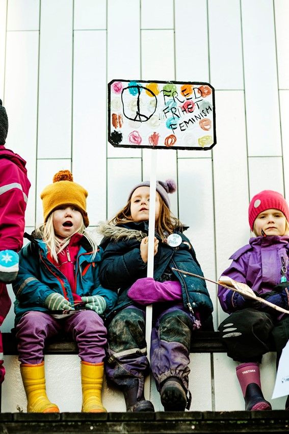 children participating in a demonstration rally organized by peace in sweden on february 20, 2022, just prior to russia invasion of ukraine