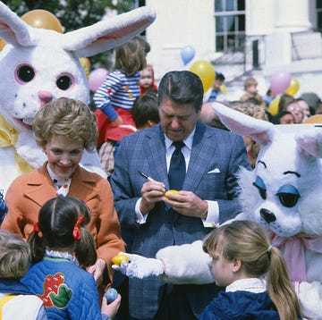 ronald reagan signing an egg