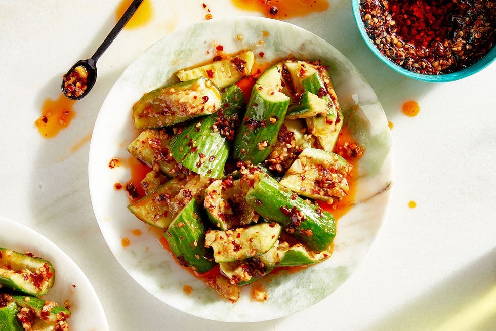 chili oil smashed cucumbers