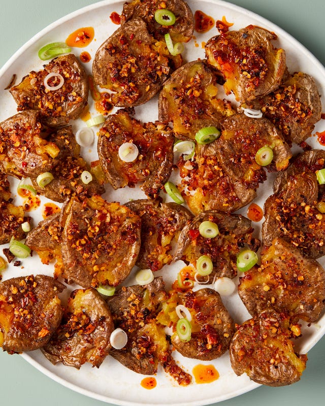 chili oil smashed potatoes