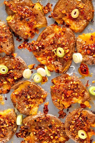 chili oil smashed potatoes