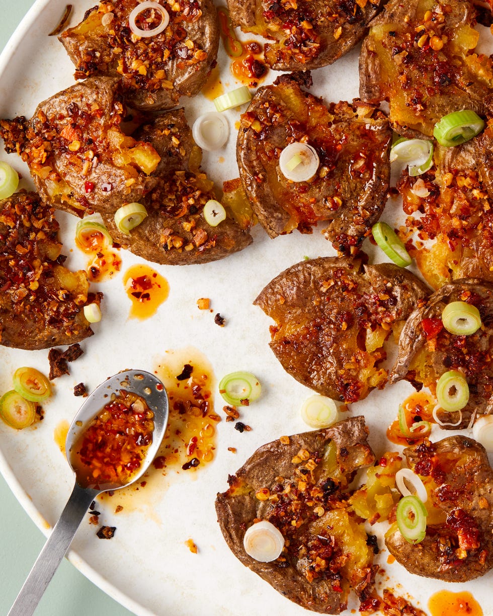 chili oil smashed potatoes