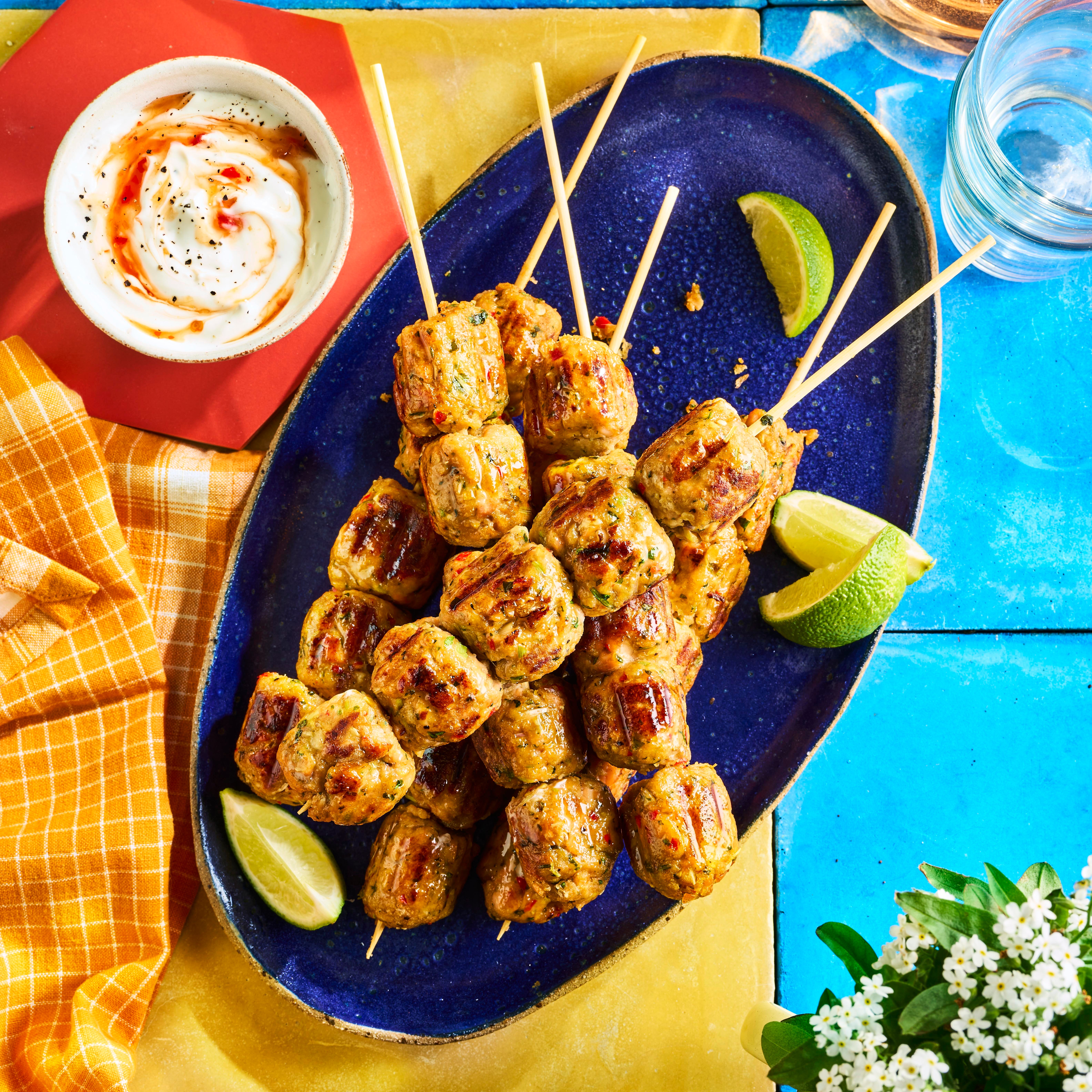 chilli and ginger salmon kebabs