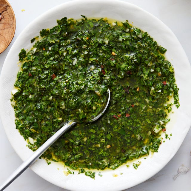 finely chopped herbs and garlic mixed together with olive oil and red wine vinegar