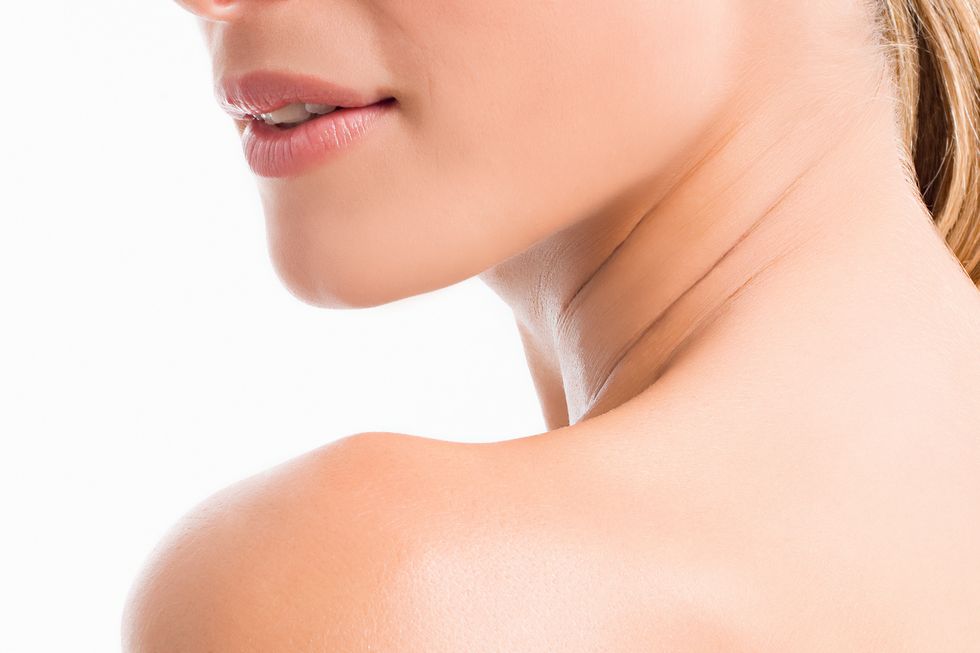 chin neck and shoulder of a woman