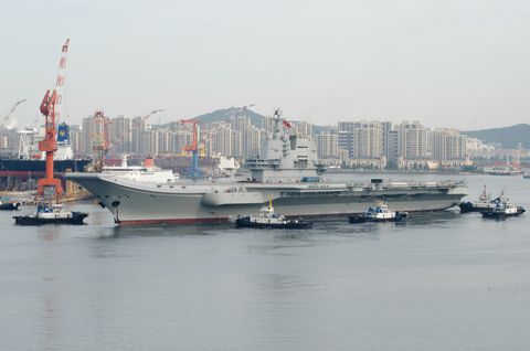 China's First Home-built Aircraft Carrier Sets Out For Sea Trial