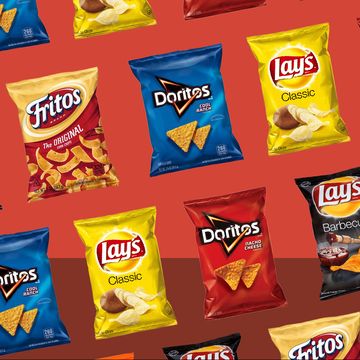 Junk food, Snack, Potato chip, Product, Font, 