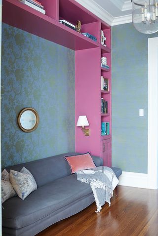 Room, Interior design, Property, Furniture, Wall, Pink, Bedroom, Floor, Building, House, 