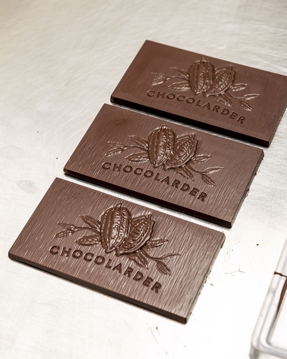 chocolarder's artisan chocolate on a white table