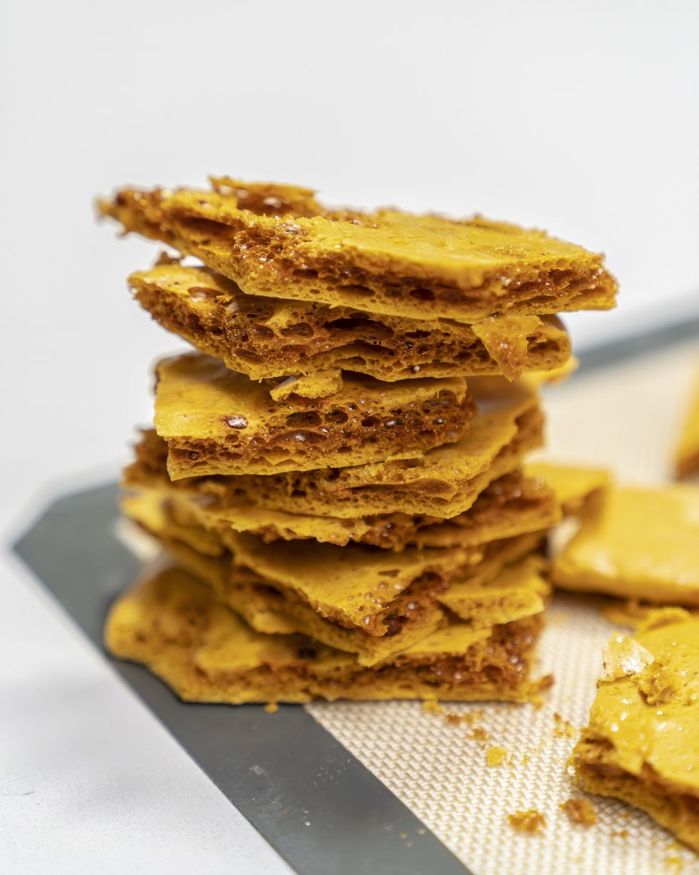a stack of homemade honeycomb