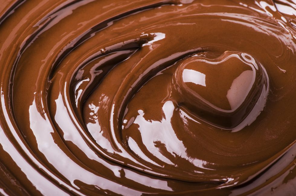 chocolate heart dipped in melted chocolate