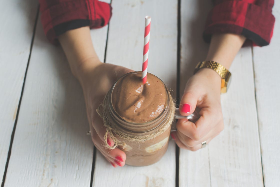 amazing snack in form of nutritious and satisfying strawberry smoothie with banana and dates
