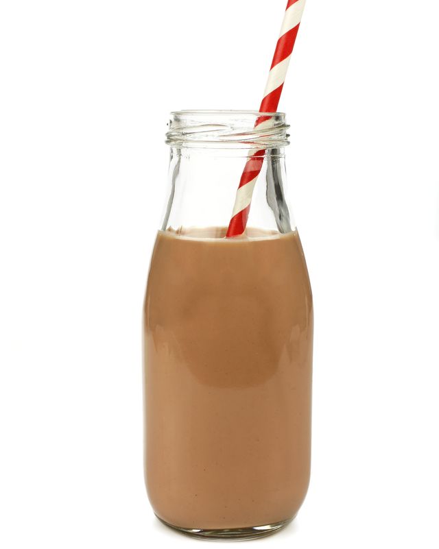 Chocolate milk in bottle isolated