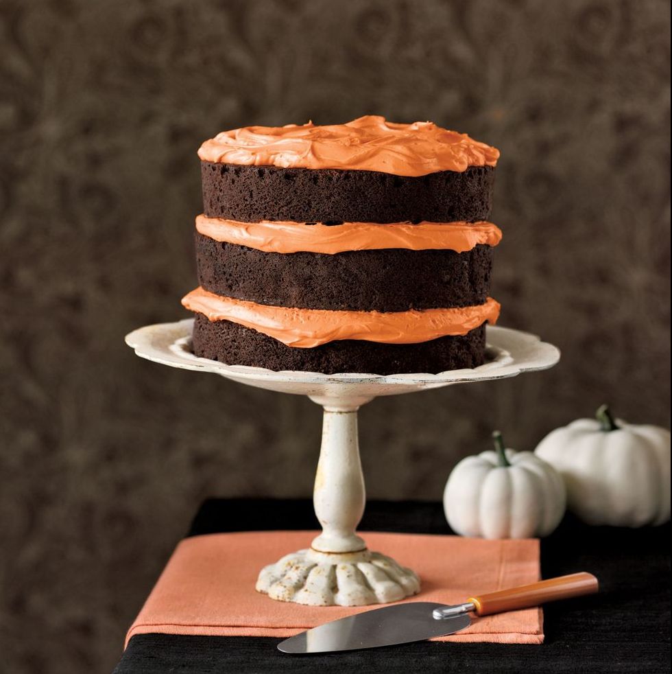 chocolate pumpkin cake and cupcakes