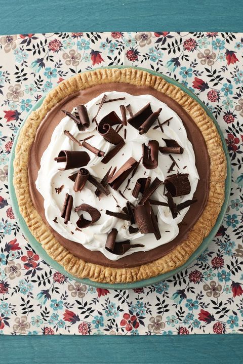 french silk pie on floral background