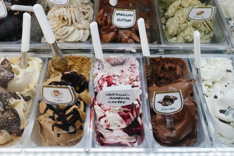 a selection of gelato in a gelato shop