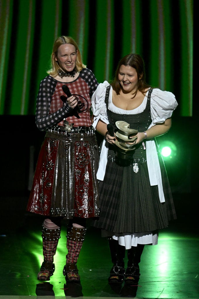 emma chopova and laura lowena at the fashion awards 2024