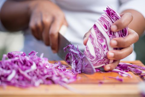 Chopping Purple Cabbage