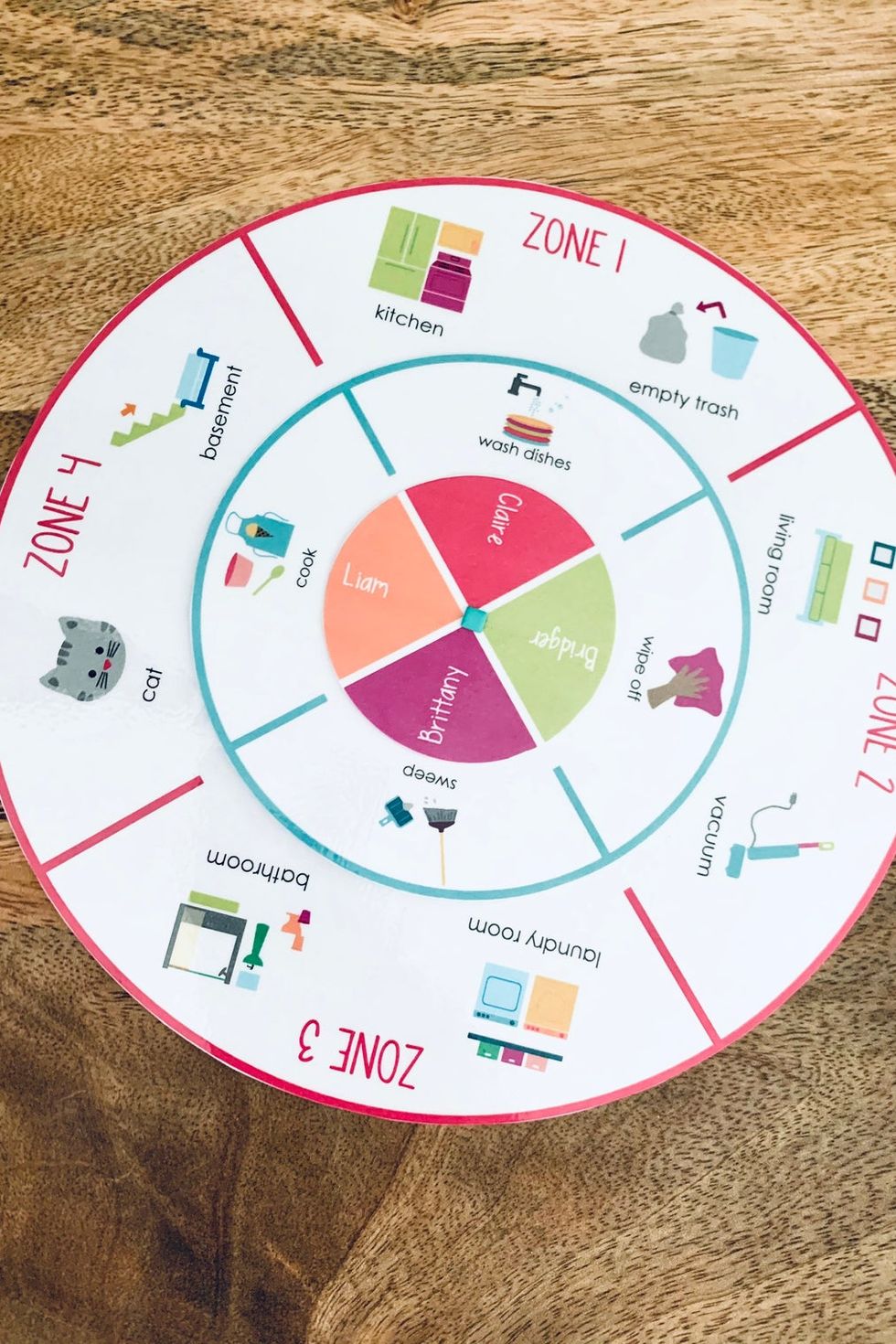 printable chore wheel chore chart idea