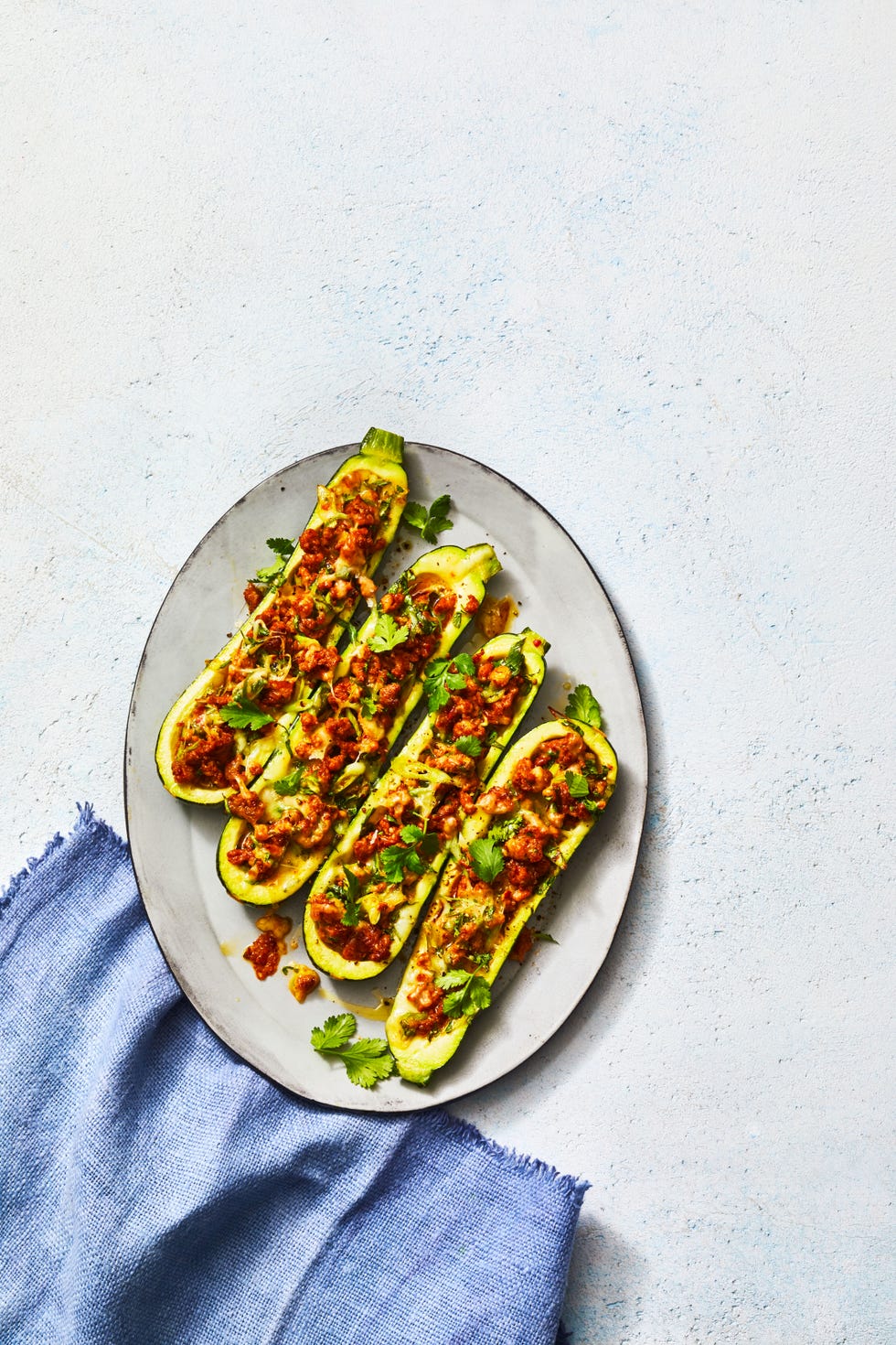 chorizo stuffed zucchini
