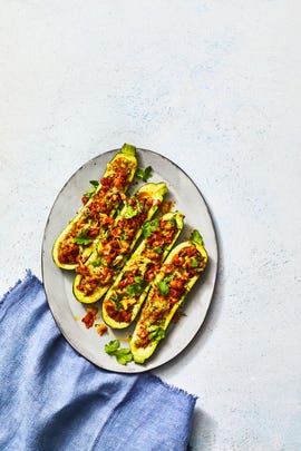 chorizo stuffed zucchini